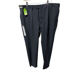 Haggar Men’s ECLO Classic Fit Flat Dress Pants Navy Blue 40x29 Expandable Waist